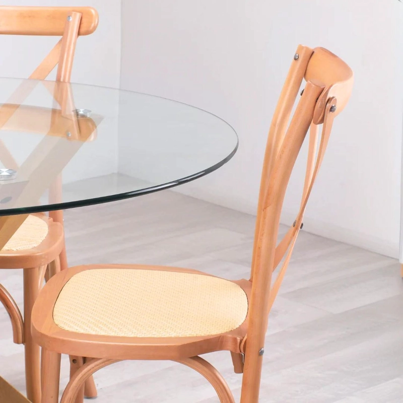 COMEDOR MESA REDONDA EQUIZ 100CM + 4 SILLAS CROSSBACK MADERA - 3