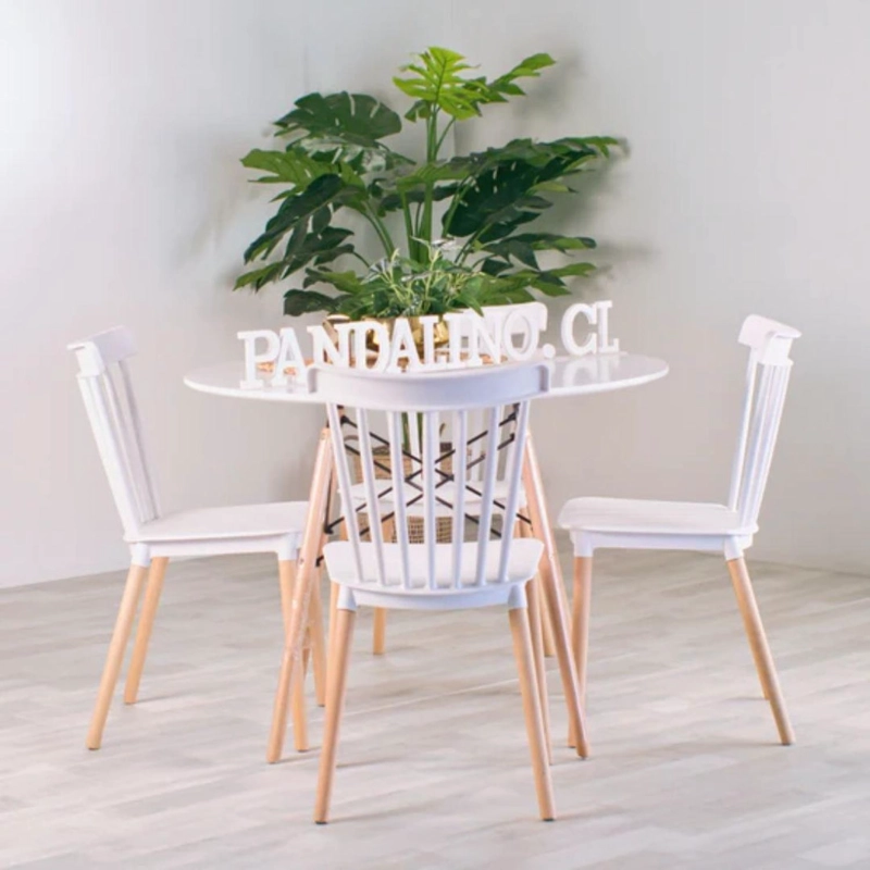 COMEDOR MESA ESTELA 100CM BLANCA + 4 SILLAS WINDSOR BLANCA - 2