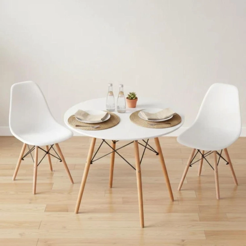 COMEDOR MESA ESTELA BLANCA 80 CM + 2 SILLAS EAMES BLANCA - 1