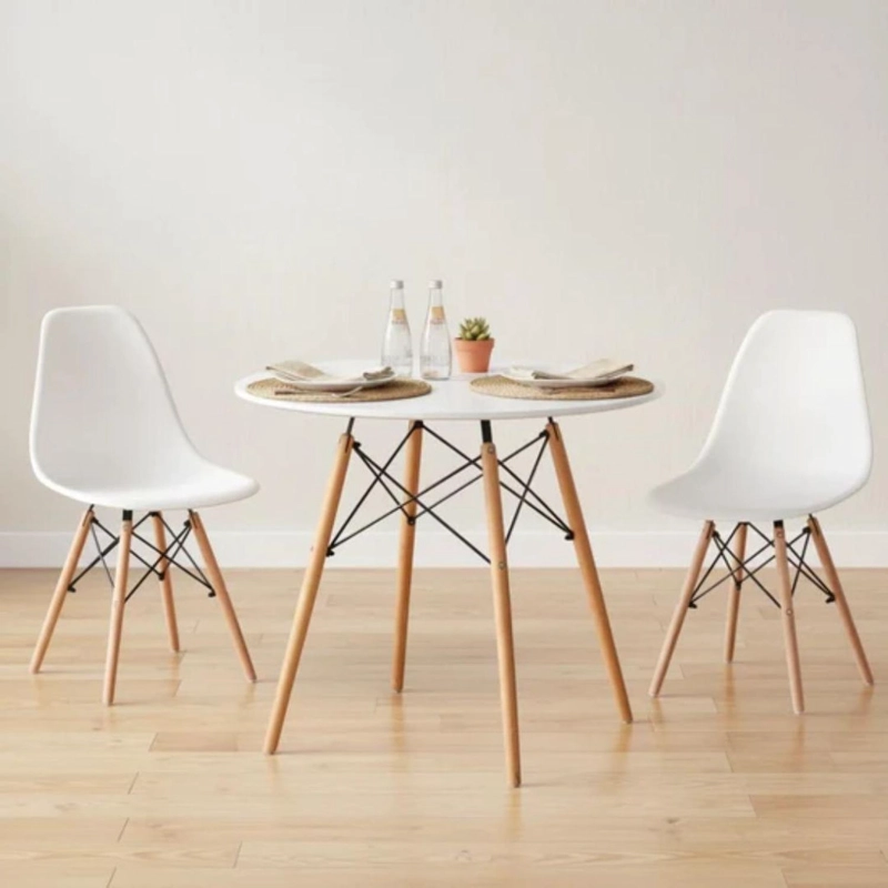 COMEDOR MESA ESTELA BLANCA 80 CM + 2 SILLAS EAMES BLANCA - 3
