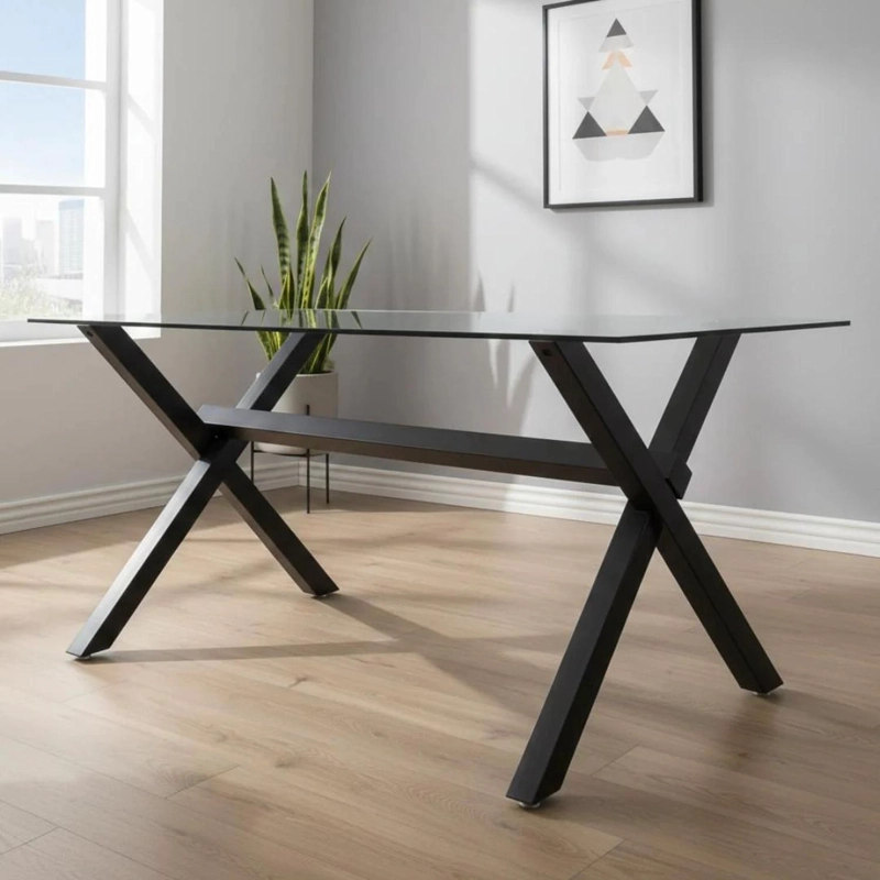 COMEDOR MESA XINIA NEGRO 130X80 CM + 4 SILLAS CROSSBACK MADERA NEGRA - 5