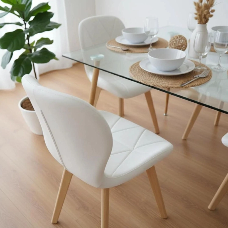 COMEDOR MESA VITREO 120X80 + 6 SILLON RUBIK BLANCO - 5