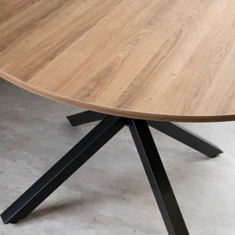 MESA REDONDA 100CM EQUIZ | CUBIERTA MADERA | BASE X NEGRO - 2