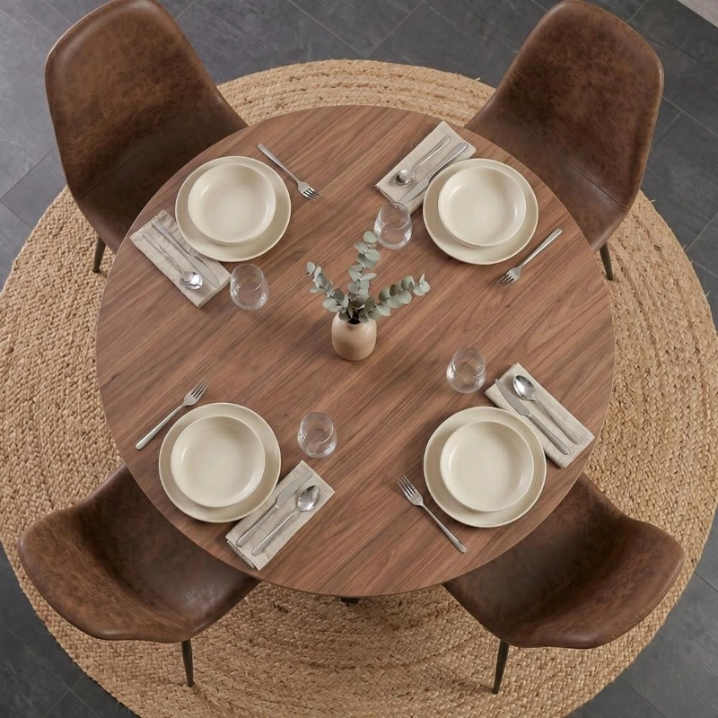 COMEDOR MESA REDONDA EQUIZ 100CM MADERA | BASE X NEGRO + 4 SILLAS ISIDORA - 4