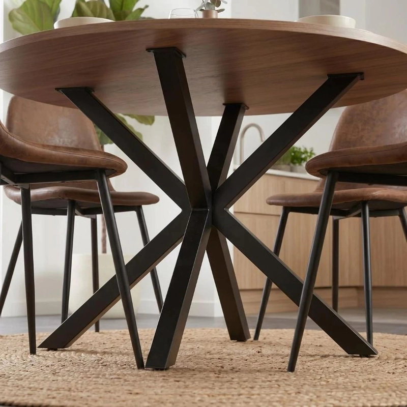 COMEDOR MESA REDONDA EQUIZ 100CM MADERA | BASE X NEGRO + 4 SILLAS ISIDORA - 6
