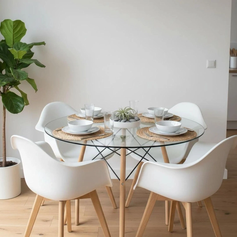 COMEDOR MESA REDONDA ELIDA 80CM + 4 BUTACA MONEE BLANCA - 2