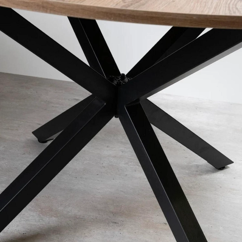 MESA REDONDA 120CM EQUIZ | CUBIERTA MADERA | BASE X NEGRO - 4