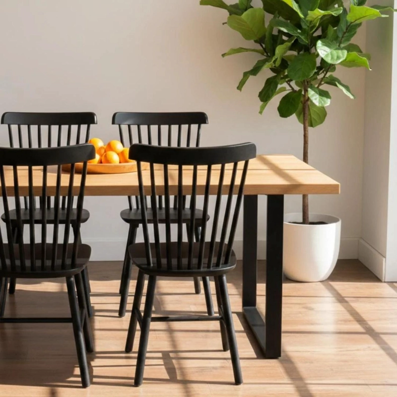 COMEDOR MESA RECTANGULAR AMBAR 160X90 + 6 SILLAS WINDSOR (MADERA NEGRA) - 3