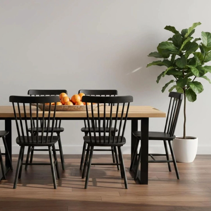 COMEDOR MESA RECTANGULAR AMBAR 160X90 + 6 SILLAS WINDSOR (MADERA NEGRA) - 4
