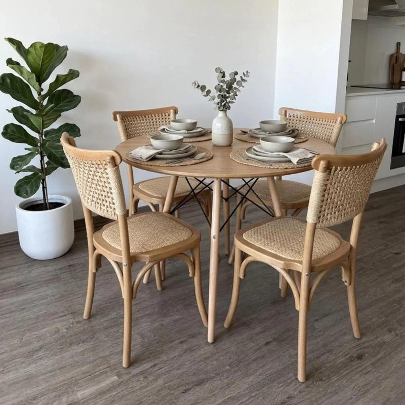 COMEDOR REDONDA SHANNA 100CM + 4 SILLA TANGO WOOD - 1