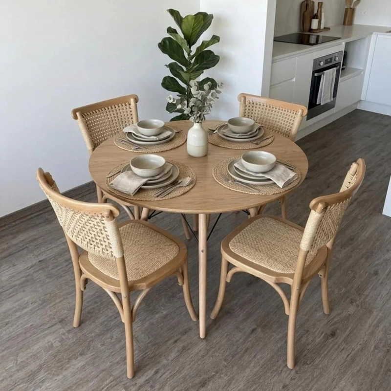 COMEDOR REDONDA SHANNA 100CM + 4 SILLA TANGO WOOD - 2