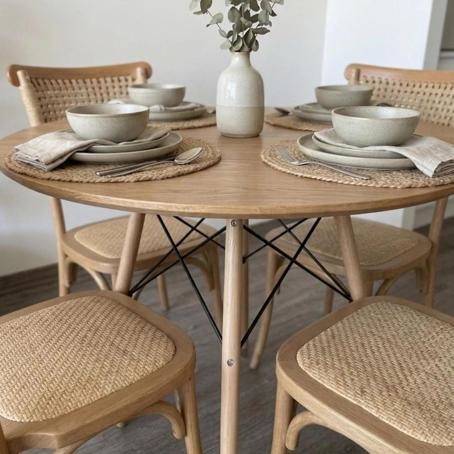 COMEDOR REDONDA SHANNA 100CM + 4 SILLA TANGO WOOD - 4