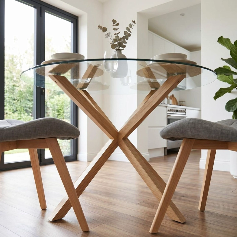 COMEDOR MESA REDONDA EQUIZ 100CM + 4 SILLON RUBIK LINO GRIS - 4