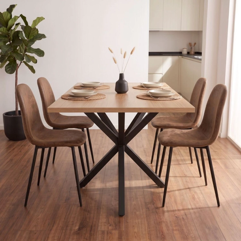 COMEDOR MESA GRETA WOOD 140X90 | PATA NEGRA + 4 SILLA ISIDORA - 1