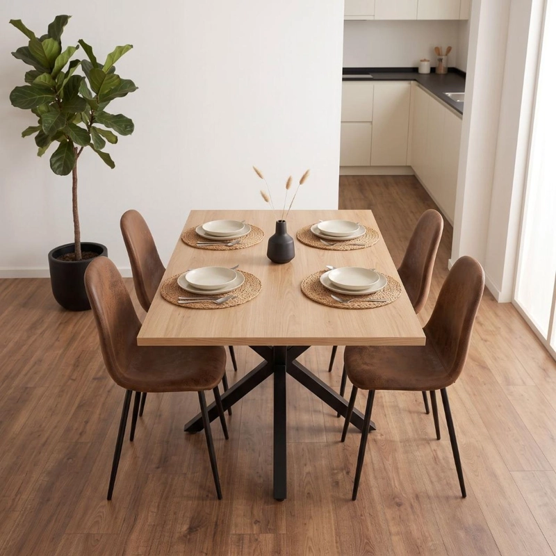 COMEDOR MESA GRETA WOOD 140X90 | PATA NEGRA + 4 SILLA ISIDORA - 2