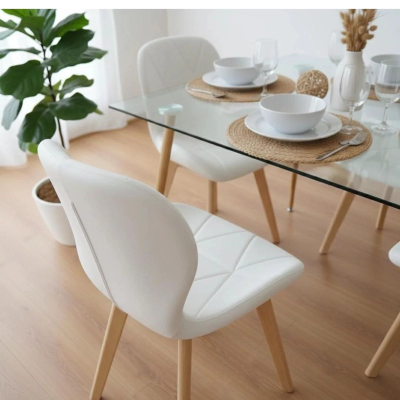 COMEDOR MESA VITREO 120X80 + 4 SILLON RUBIK BLANCO - 2