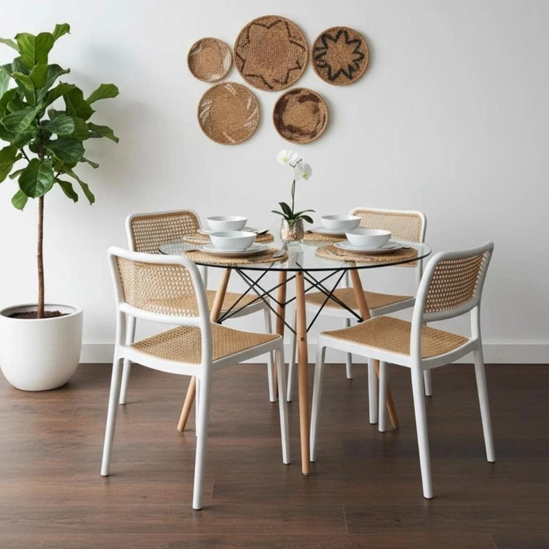 COMEDOR MESA REDONDA ELIDA 80CM + 4 SILLAS FERONIA BLANCO - 2