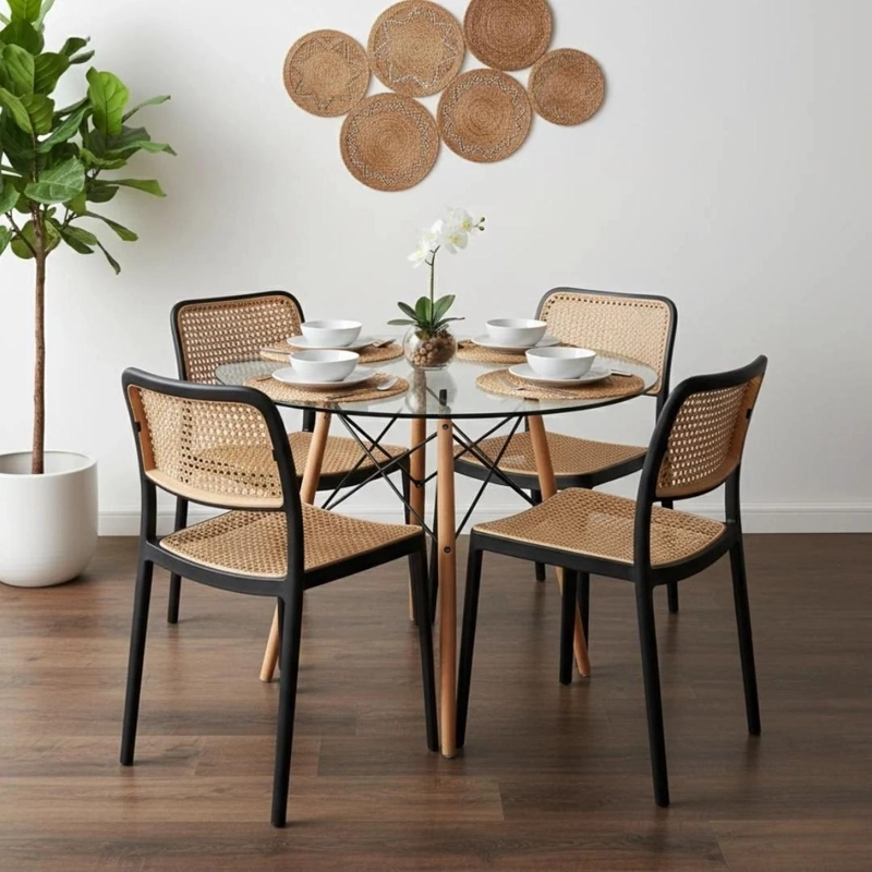COMEDOR MESA REDONDA ELIDA 80CM + 4 SILLAS FERONIA - 1