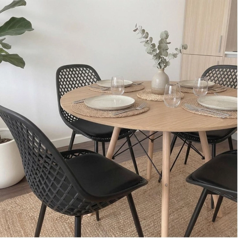 COMEDOR REDONDA SHANNA 100CM + 4 SILLA GRILLET NEGRO - 2