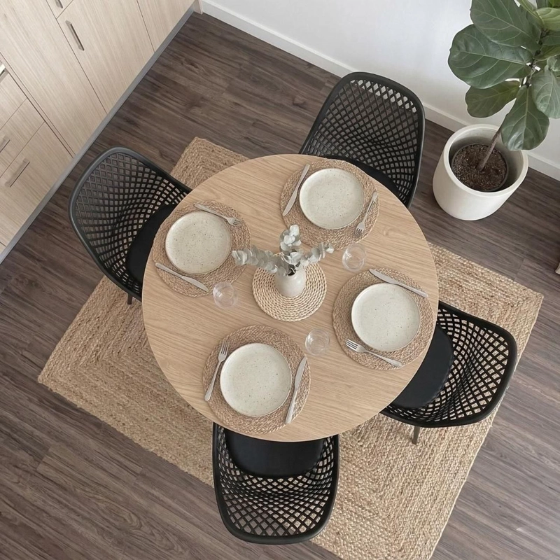 COMEDOR REDONDA SHANNA 100CM + 4 SILLA GRILLET NEGRO - 4