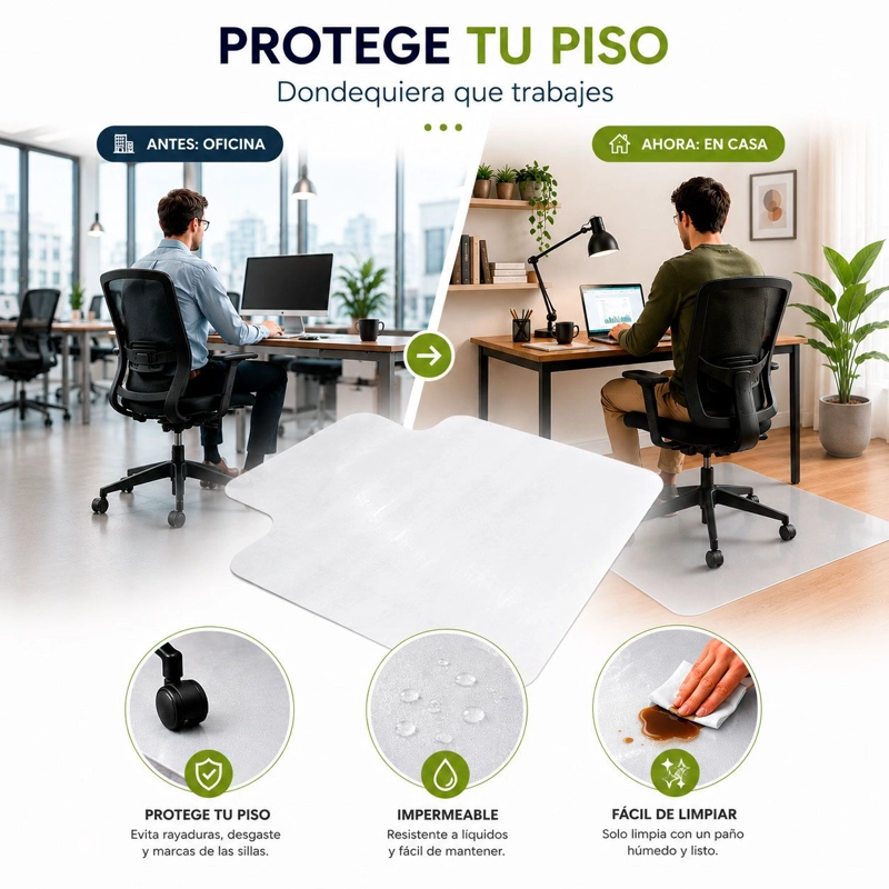 PROTECTOR DE PISO LISO ACRILICO TRANSPARENTE OPACO 90X120CM - 2