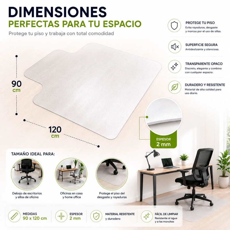 PROTECTOR DE PISO LISO ACRILICO TRANSPARENTE OPACO 90X120CM - 3