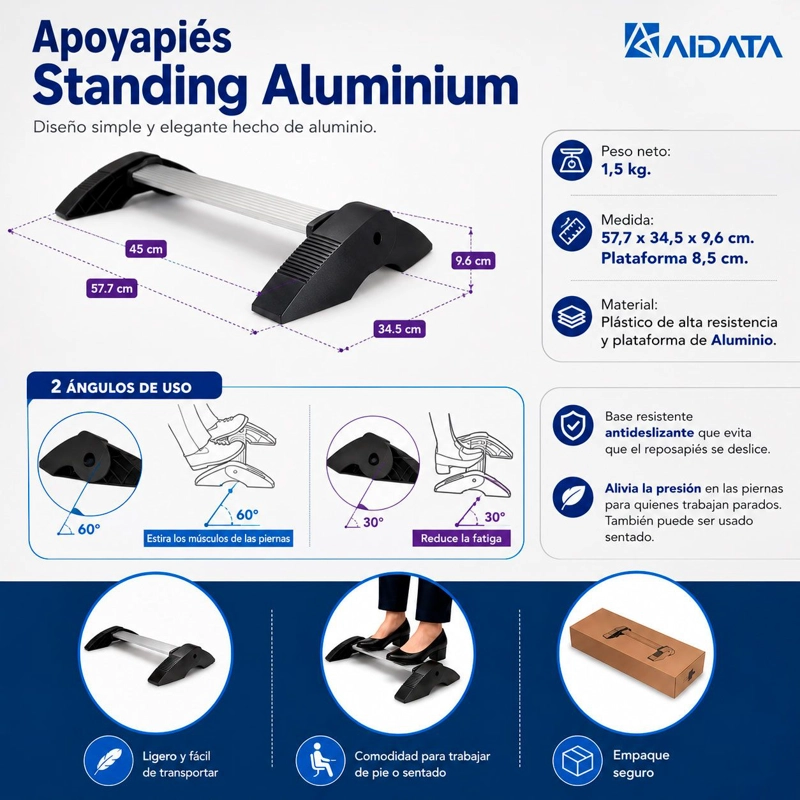 APOYAPIÉS AIDATA FR1040 METAL NEGRO STANDING ALUMINUM - 2