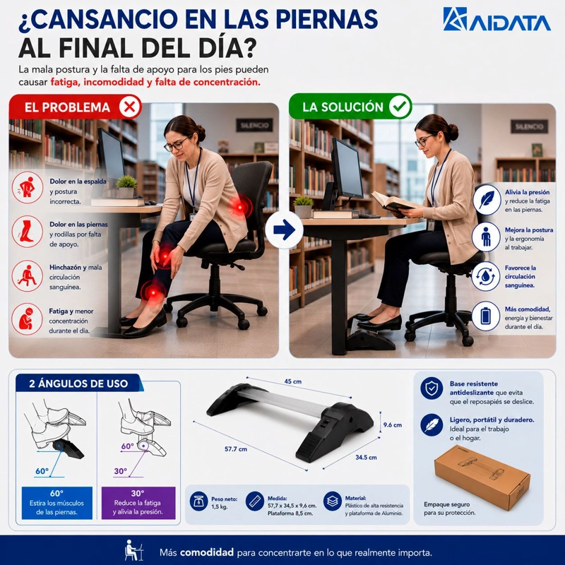 APOYAPIÉS AIDATA FR1040 METAL NEGRO STANDING ALUMINUM - 3