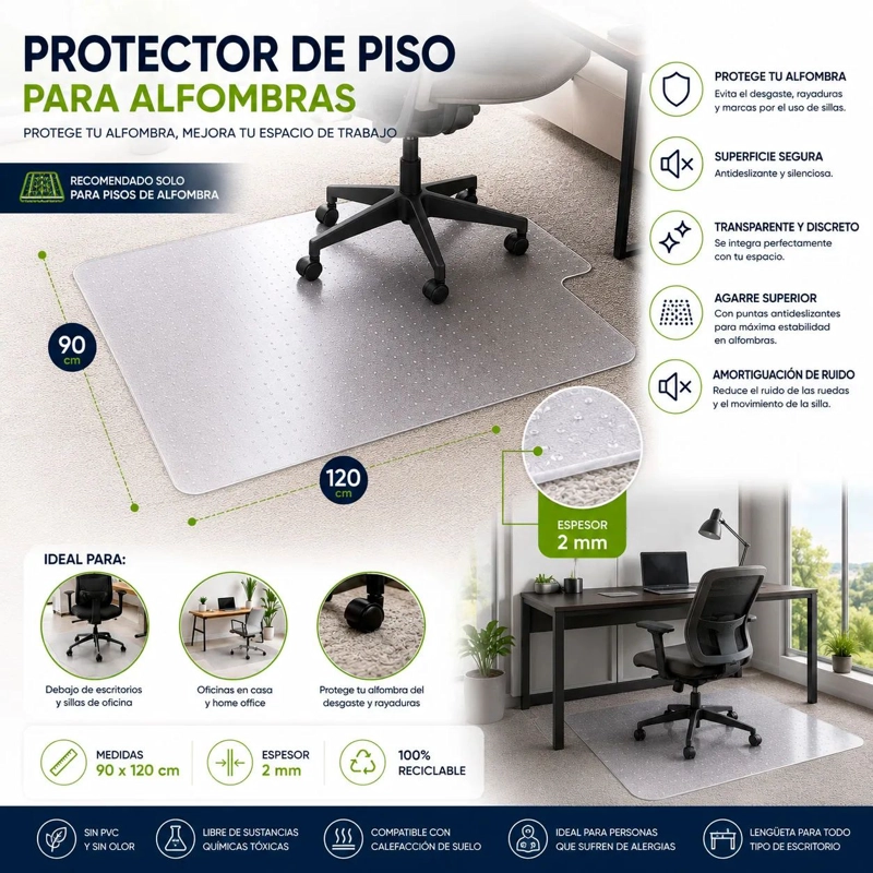 PROTECTOR DE PISO TRANSPARENTE PARA ALFOMBRA 90X120 - 2