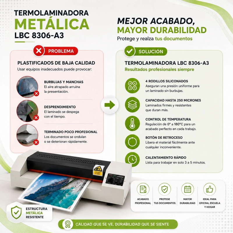 PLASTIFICADORA TERMOLAMINADORA A3 METALICA TERMOLAM 8306 - 3