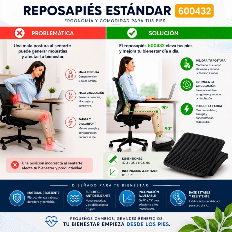REPOSAPIES ESTANDAR AJUSTABLE ERGONOMICO TERMOLAM - 3