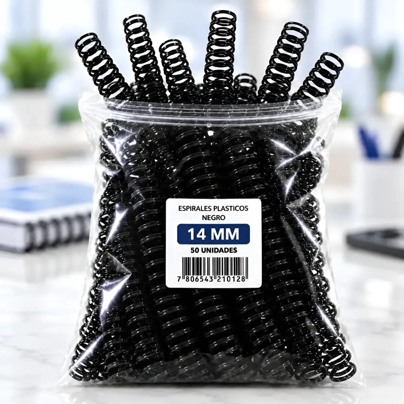 Espirales Plásticos Negros para Anillar 14 mm - 50 Unidades - 1