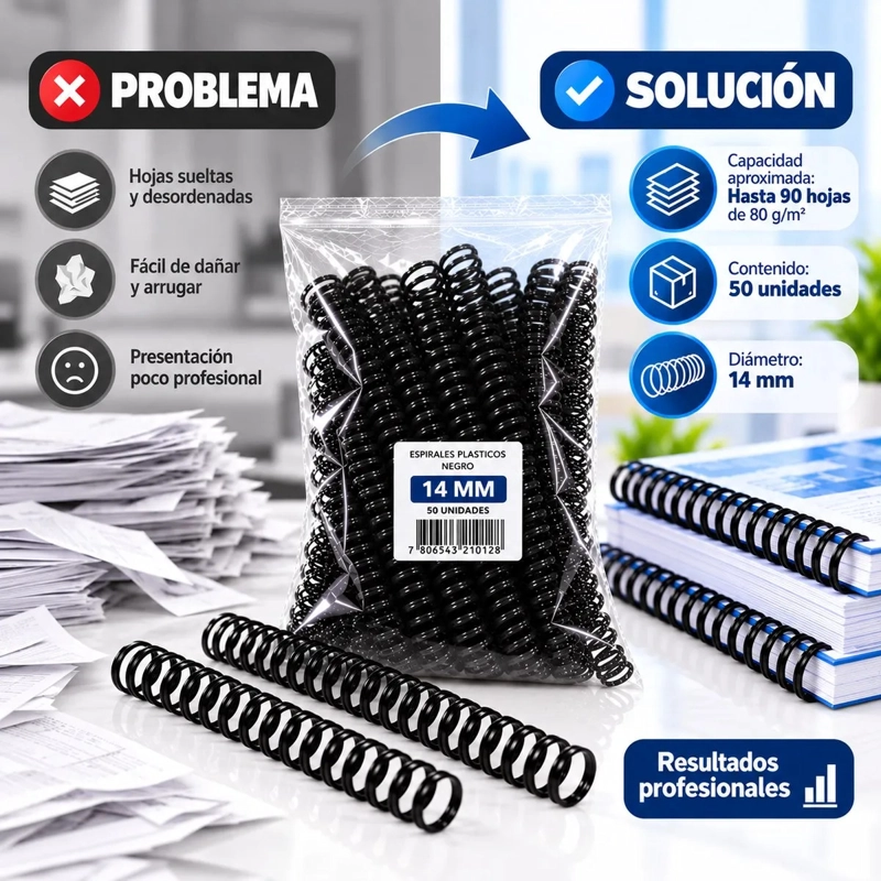 Espirales Plásticos Negros para Anillar 14 mm - 50 Unidades - 3