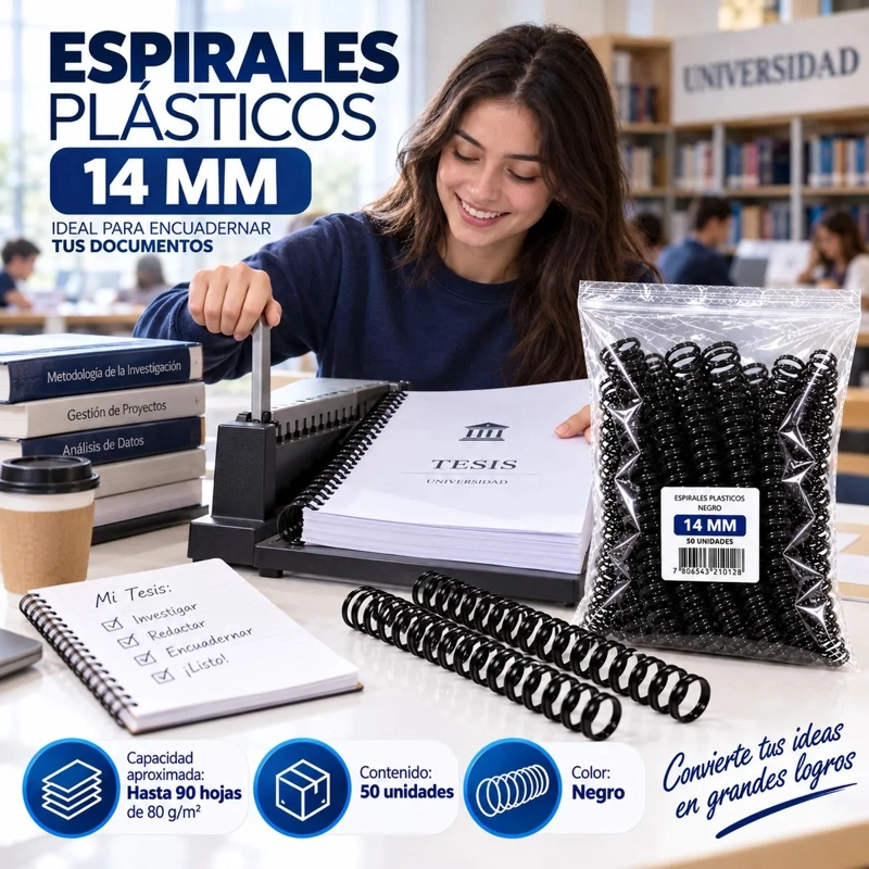 Espirales Plásticos Negros para Anillar 14 mm - 50 Unidades - 4