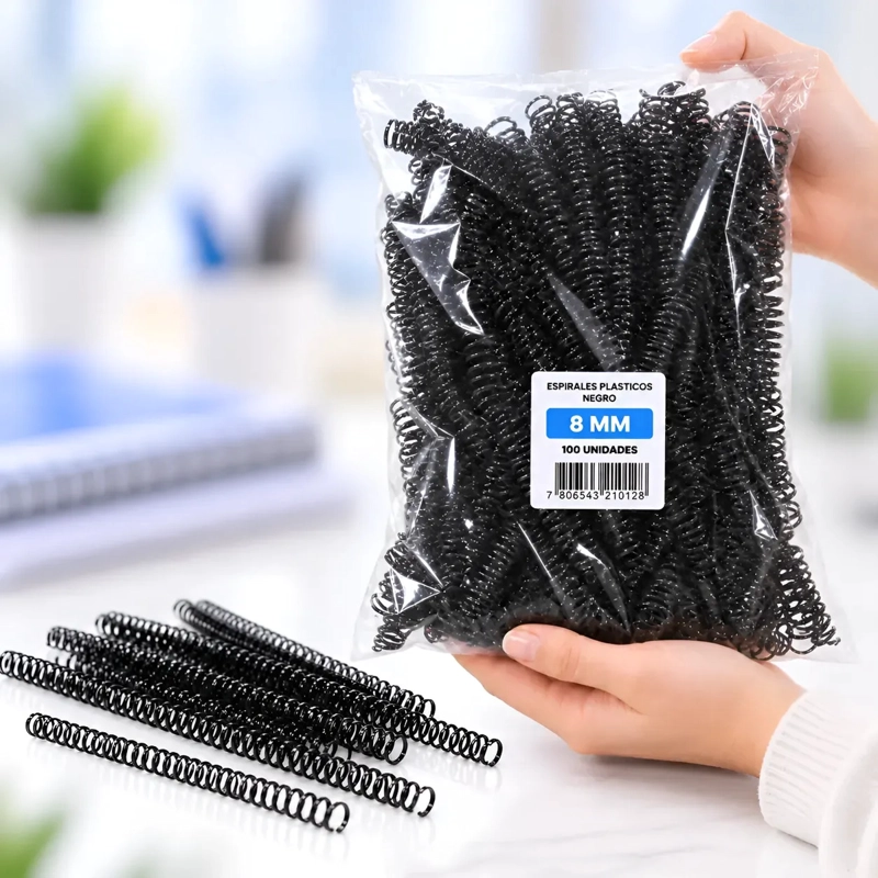 Espirales Plásticos Negros para Anillar 8 mm - 100 Unidades - 1