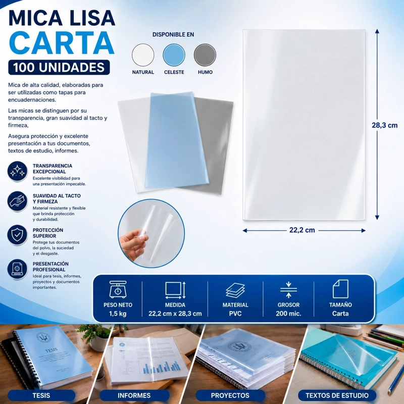 MICA LISA CARTA NATURAL 100 UNIDADES TERMOLAM - 2