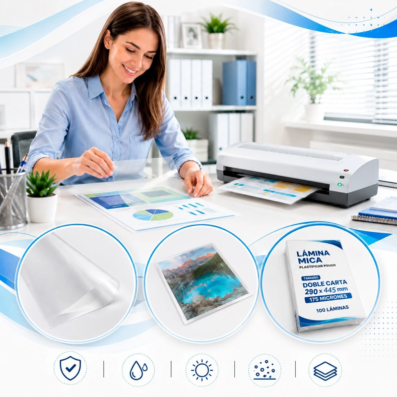 Láminas para Plastificar Doble Carta 175 Micrones - 100 Unidades - 1