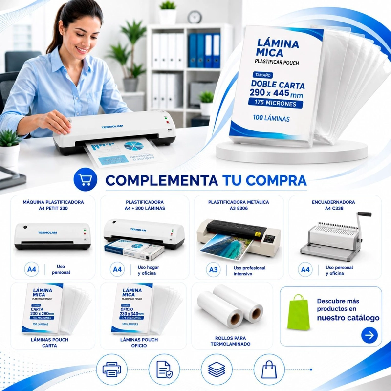 Láminas para Plastificar Doble Carta 175 Micrones - 100 Unidades - 4