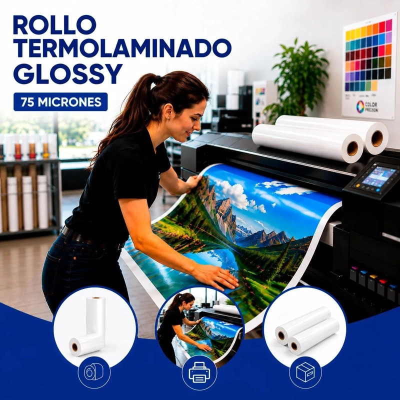 Pack 2 Rollos Termolaminado Glossy 75 Micrones - 635 mm (24") - 1