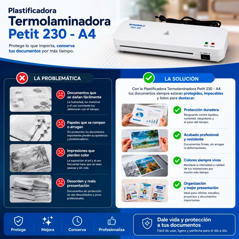 PLASTIFICADORA TERMOLAMINADORA A4 TERMOLAM PETIT 230 - 3
