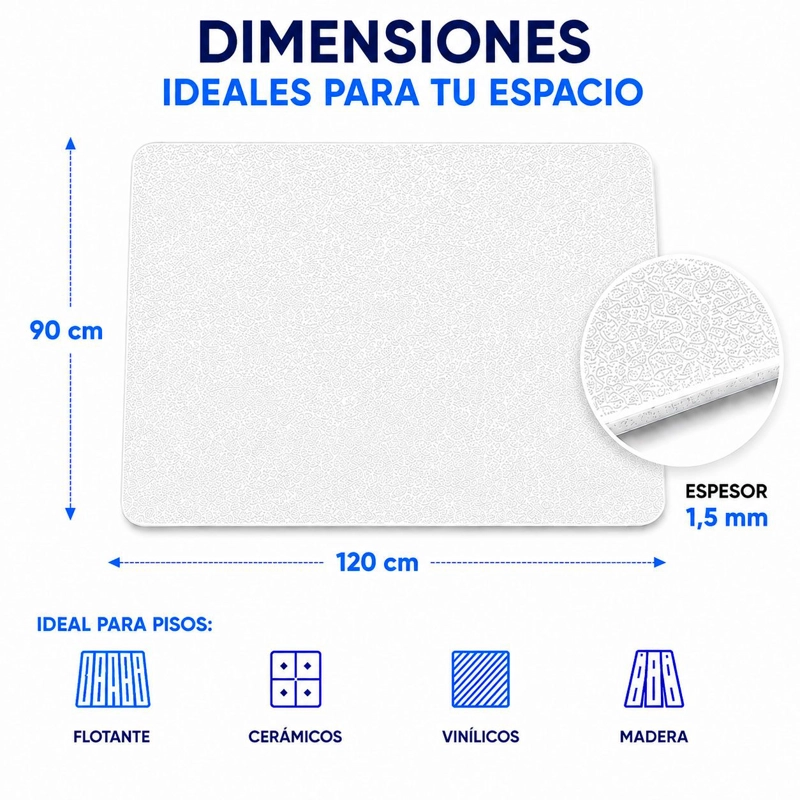 PROTECTOR DE PISO LISO RECTANGULAR TRANSPARENTE 90X120CM - 2