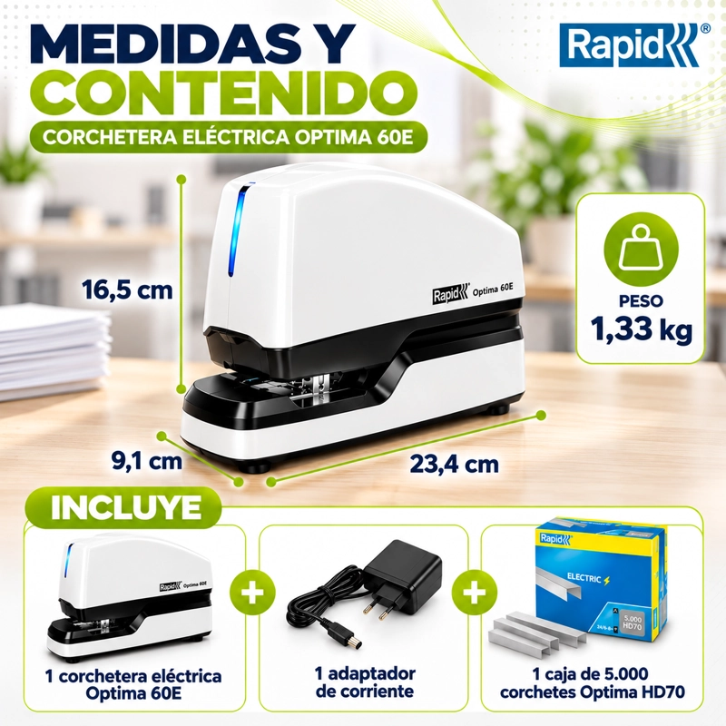 Corchetera Eléctrica Rapid Optima 60E para 60 Hojas - 3