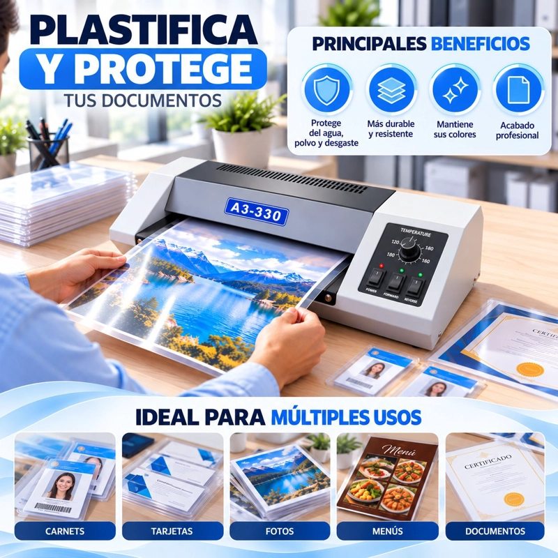 Plastificadora Metálica A3-330 Termolam 4 Rodillos - 4