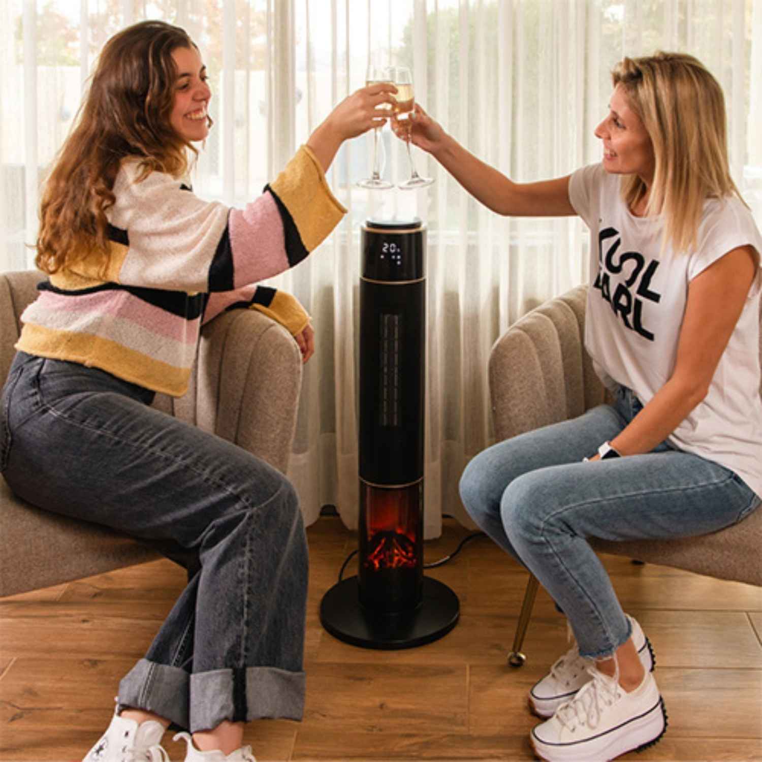ESTUFA ELÉCTRICA CALMA TORRE PTC FLAME PTC4000 - 2000 W - 8
