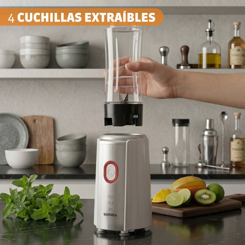 LICUADORA PERSONAL SOMELA PB260 NUTRIEXPERT BLANCO 0,6 LTS – 500 W - 3