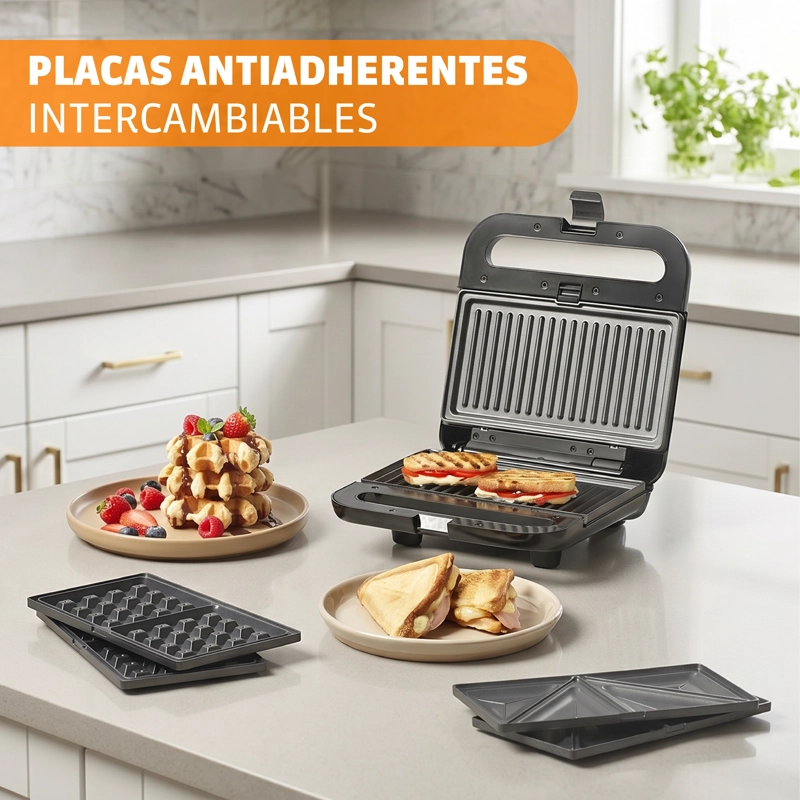 SANDWICHERA SOMELA SG3000 3 EN 1 NEGRO – 850 W - 2