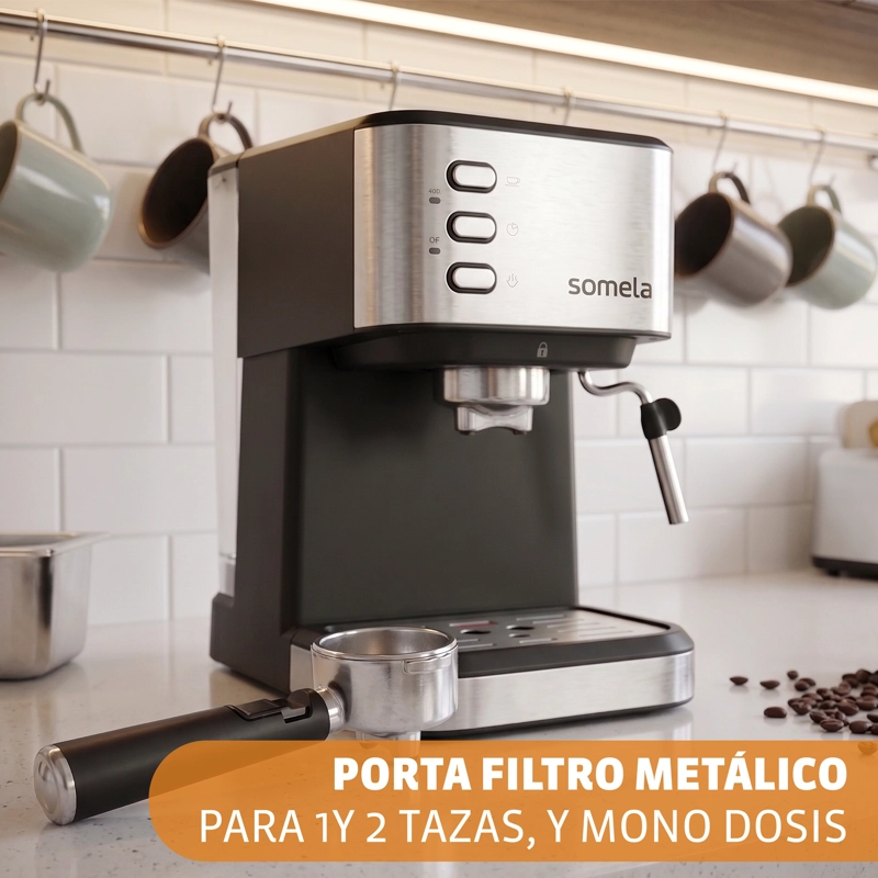 CAFETERA EXPRESSO SOMELA CAPRESSO CAPS GRIS 1,5 LTS – 1050 W - 4