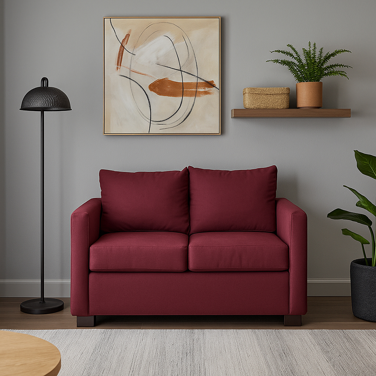 SOFA 2 CUERPOS TELA EN COLOR ROJO DKORA MODELO JADE - 1