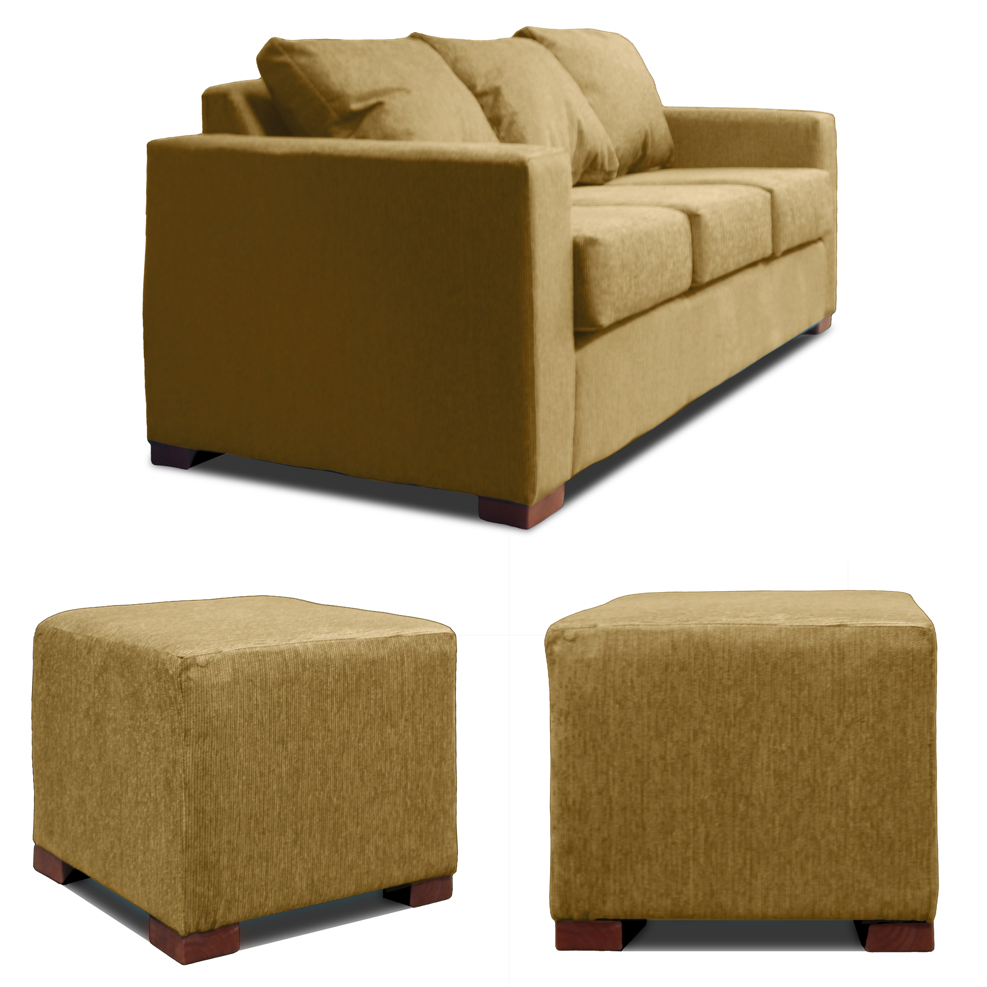 SOFA 3 CUERPOS + 2 POUF BEIGE DKORA MODELO CEDRIC - 2