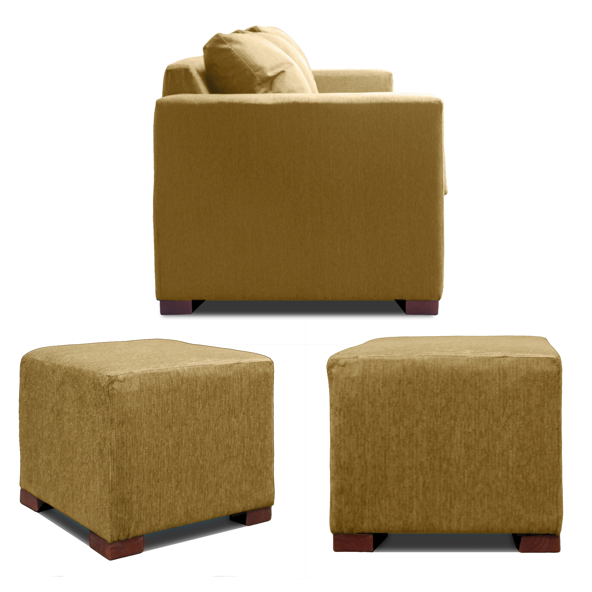SOFA 3 CUERPOS + 2 POUF BEIGE DKORA MODELO CEDRIC - 3